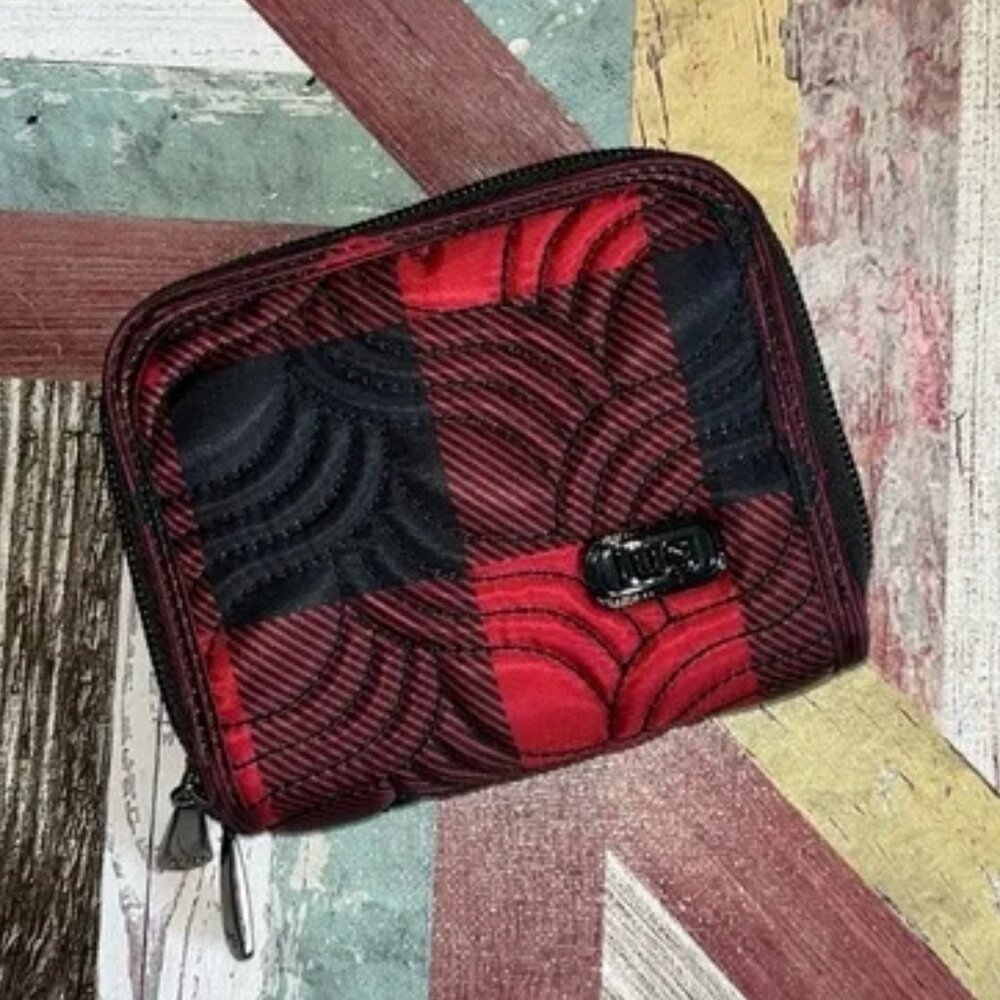 Lug Splits RFID Zip Around Accordion Wallet - Buffalo Red Check